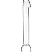 Lucent Mars glass dildo with a clear, smooth design featuring a rounded tip and spherical base.