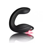Rocks Off Rude Boy Xtreme prostate vibrator in black with textured surface and red light feature.