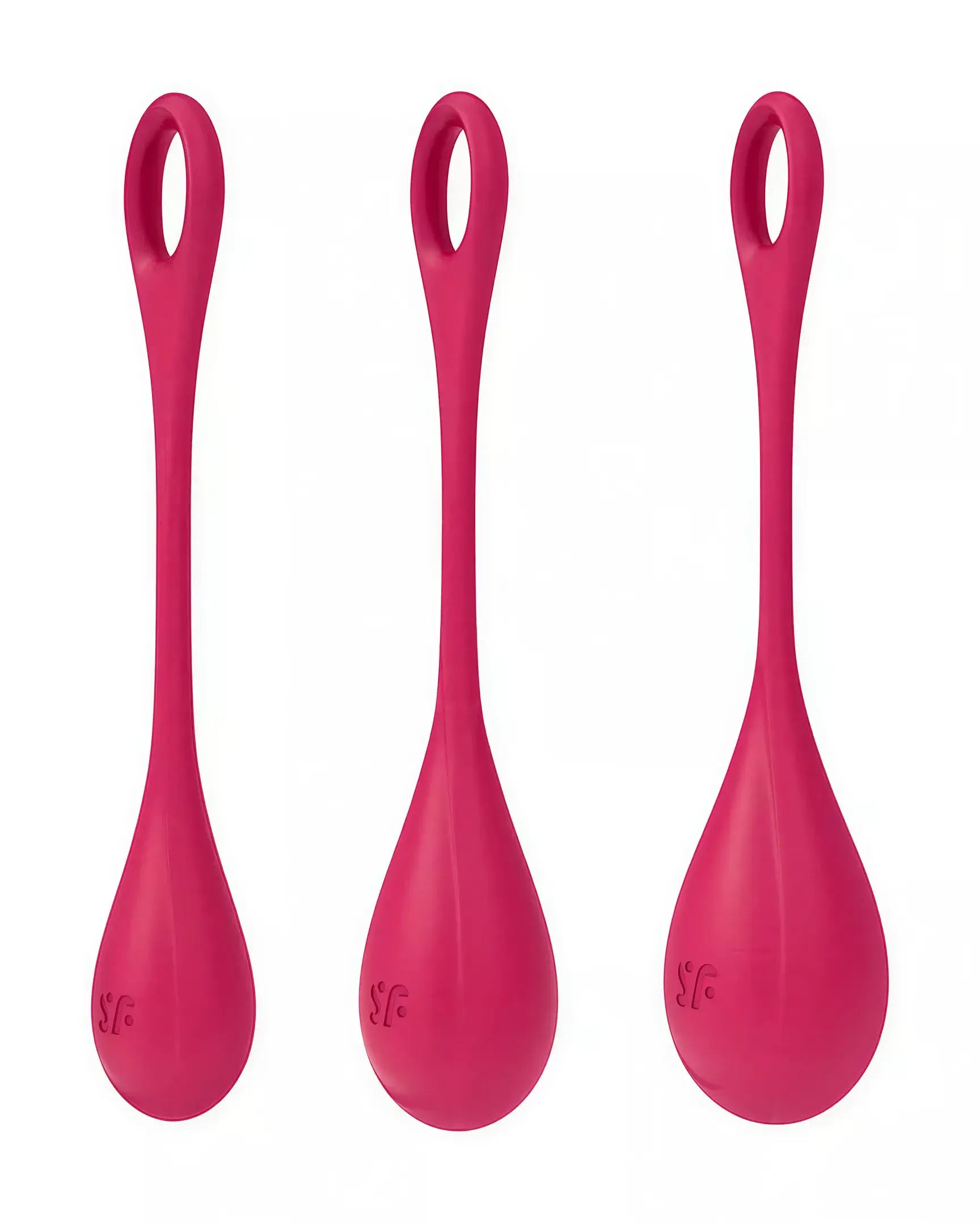 Satisfyer Yoni Power 1 in vibrant pink, featuring a sleek, elongated design with a looped handle for easy use.