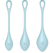 Satisfyer Yoni Power 2 in light blue, featuring three ergonomic shapes for versatile use.