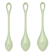 Satisfyer Yoni Power 2 in soft green, featuring three ergonomic shapes for versatile use.