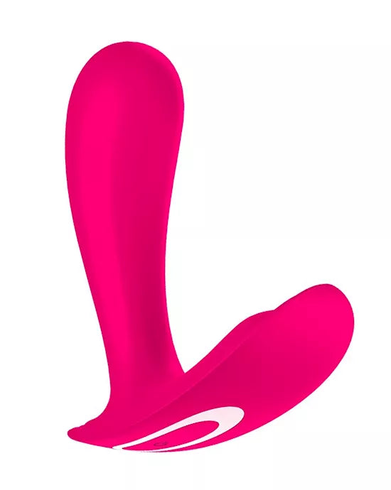 Satisfyer Top Secret in bright pink, featuring a sleek, curved design with a smooth surface and ergonomic shape.