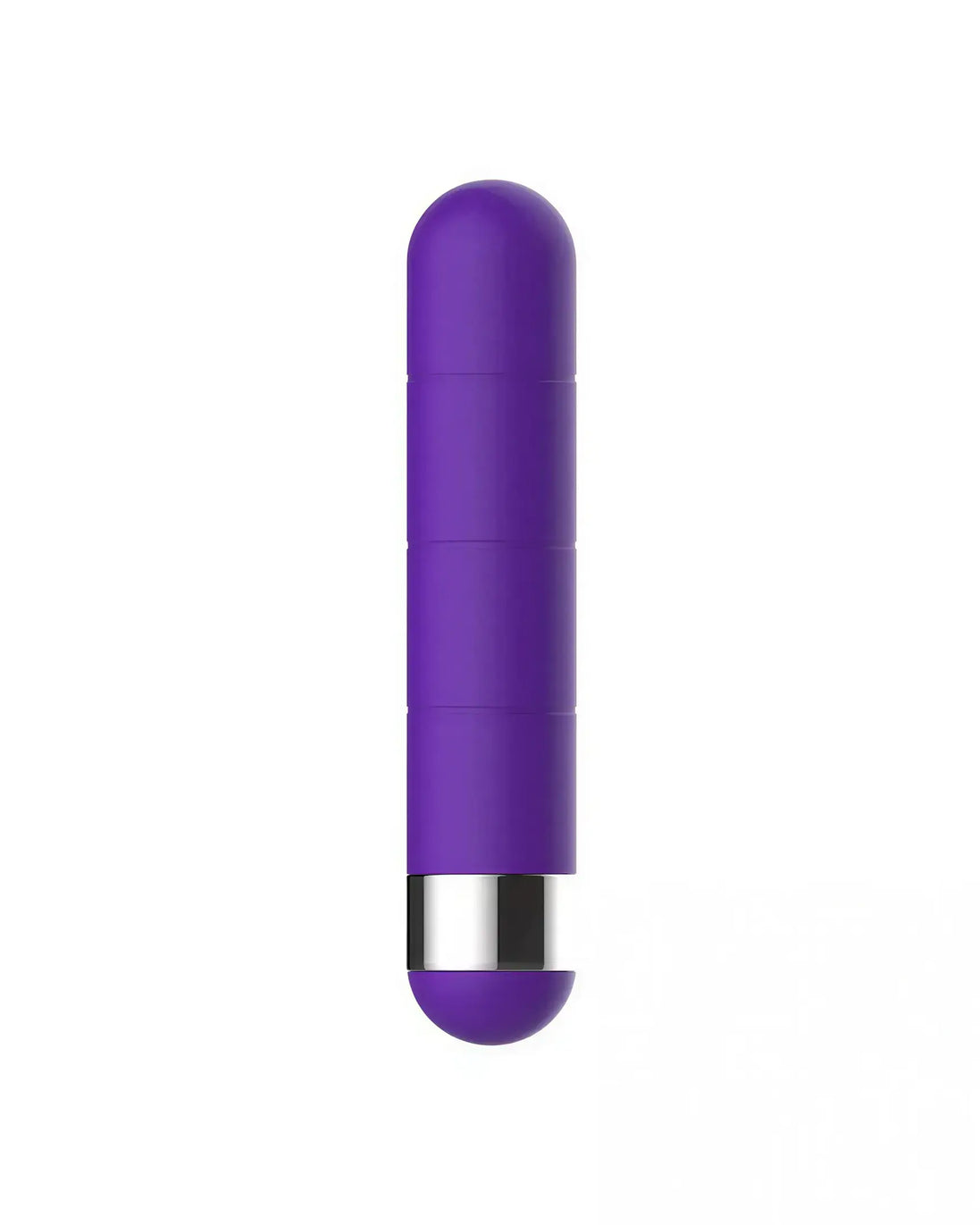 Purple bullet vibrator with a smooth surface and silver base, designed for discreet pleasure.