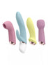 Satisfyer Marvellous Four vibrator set with interchangeable heads in pink, blue, yellow, and purple colors.