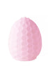 Share Satisfaction honey egg stroker in soft pink, featuring a textured honeycomb design and rounded top.