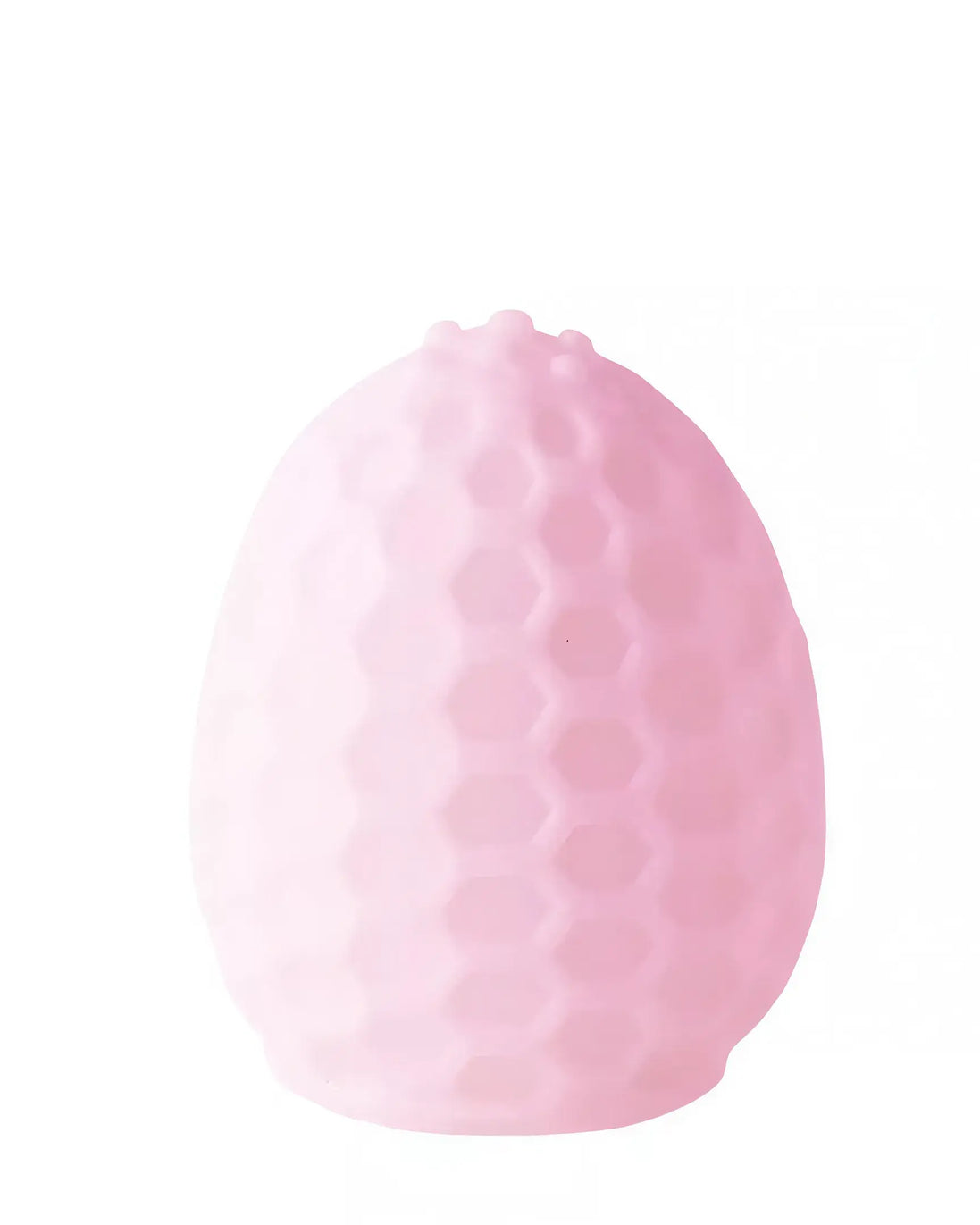 Share Satisfaction honey egg stroker in soft pink, featuring a textured honeycomb design and rounded top.