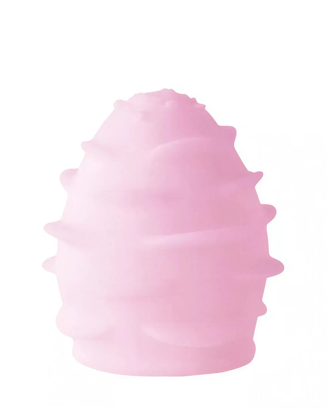 Share Satisfaction Honey Egg Stroker in soft pink with textured ridges for enhanced stimulation.