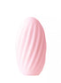 Reversible waves stroker in soft pink with a textured, ribbed surface for enhanced grip and stimulation.