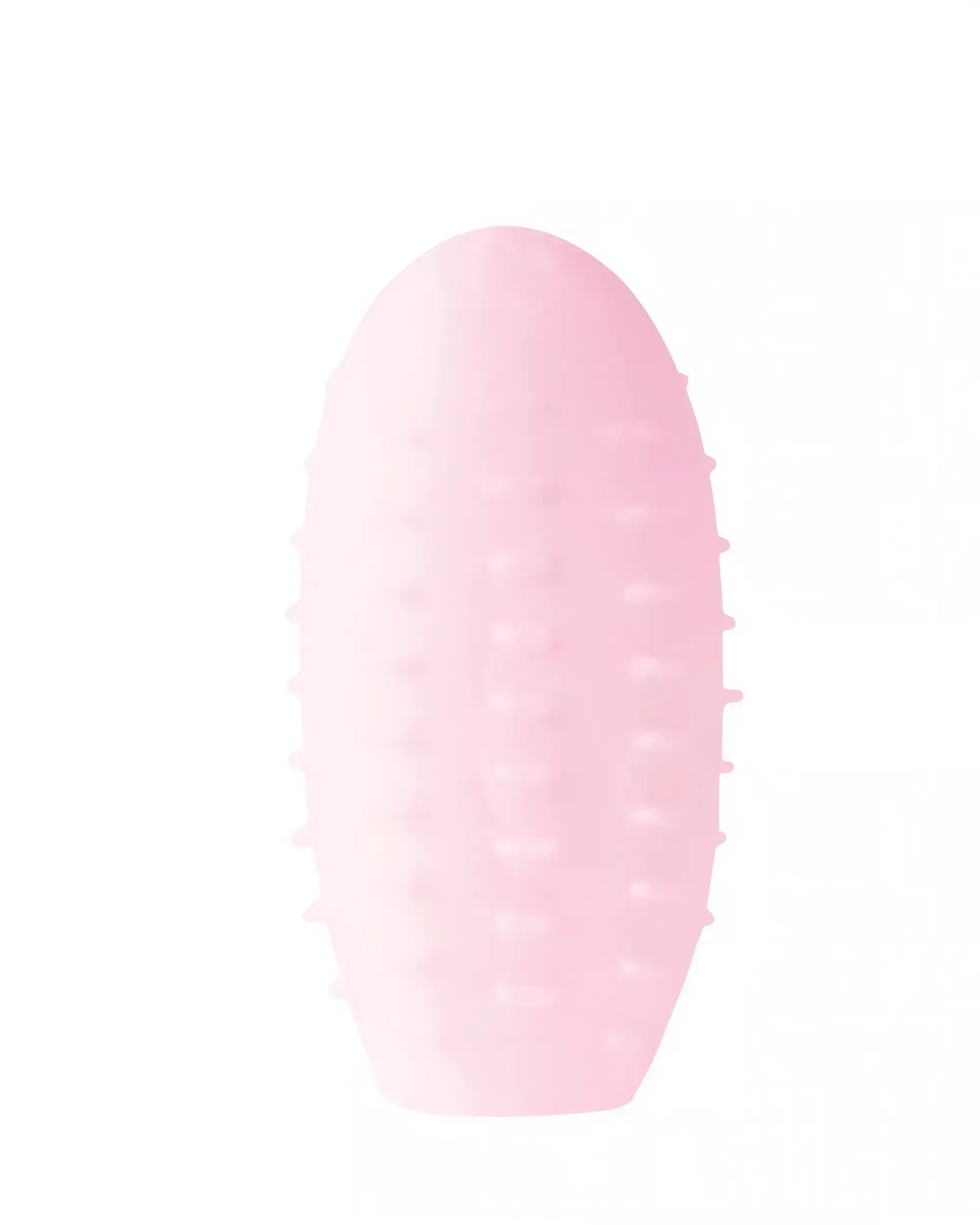 Share Satisfaction reversible waves stroker in soft pink with textured surface for enhanced grip and stimulation.