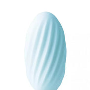 Share Satisfaction reversible waves stroker in light blue, featuring a textured wave design for enhanced grip and stimulat...