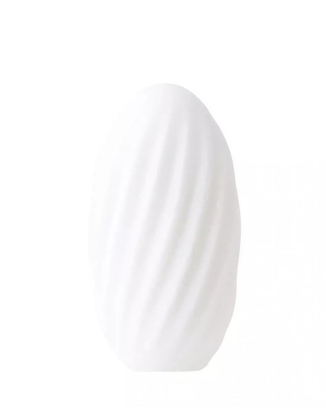 Share Satisfaction reversible waves stroker in white with a textured, ribbed surface for enhanced grip and sensation.