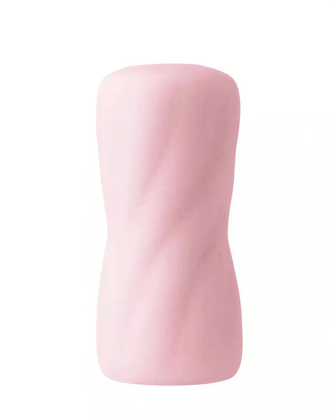 Share Satisfaction reversible pocket curves stroker in soft pink with a textured, contoured design for enhanced grip.