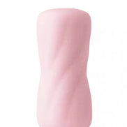 Share Satisfaction reversible curves stroker in soft pink with a textured, wavy design for enhanced grip and comfort.