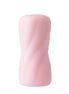 Share Satisfaction reversible curves stroker in soft pink with a textured, wavy design for enhanced grip and comfort.