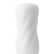 Share Satisfaction reversible curves stroker in a smooth white design with a twisted texture for enhanced grip.