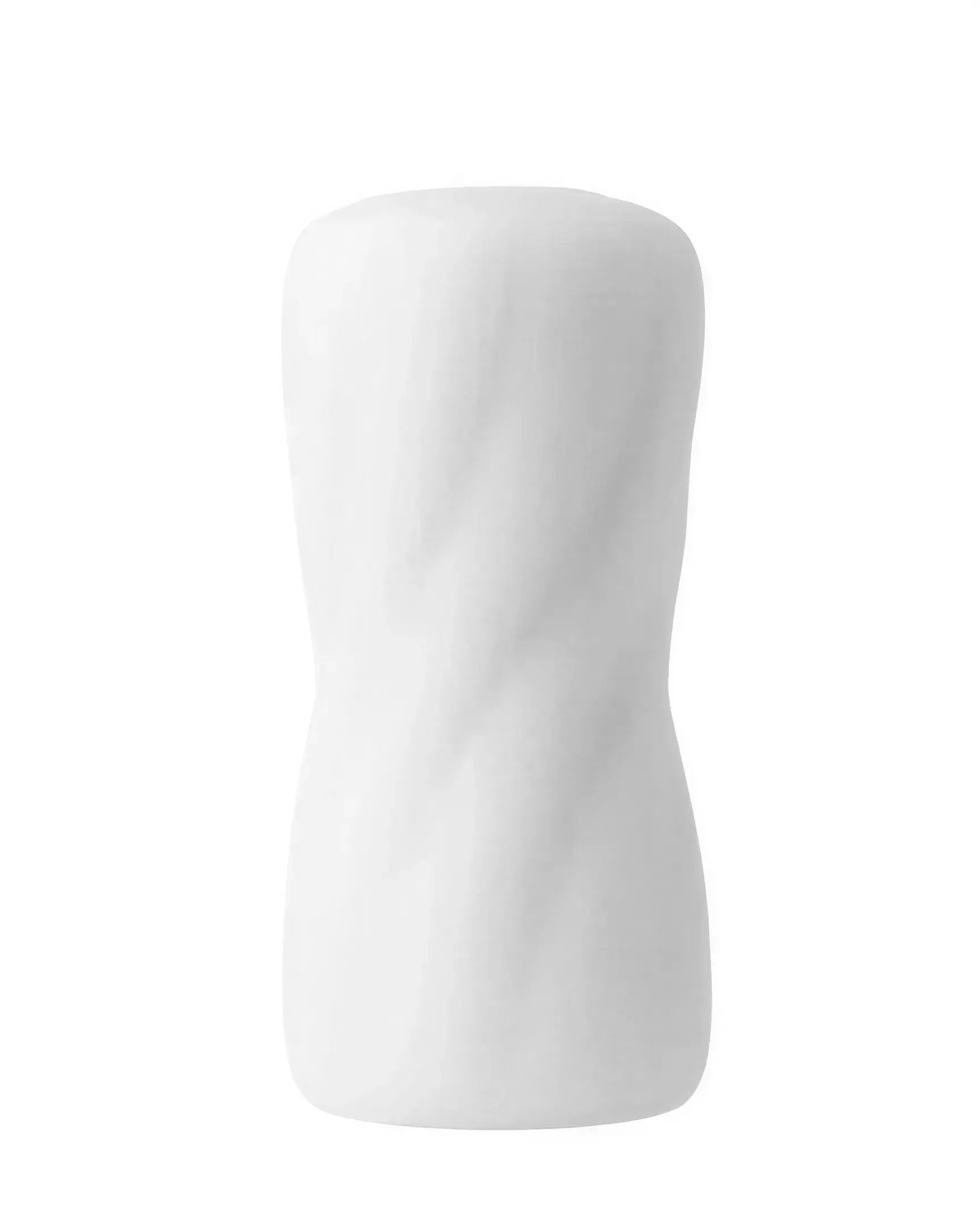 Share Satisfaction reversible curves stroker in a smooth white design with a twisted texture for enhanced grip.
