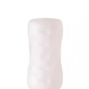 Share Satisfaction reversible swirl stroker in a translucent white color with a smooth, contoured design.
