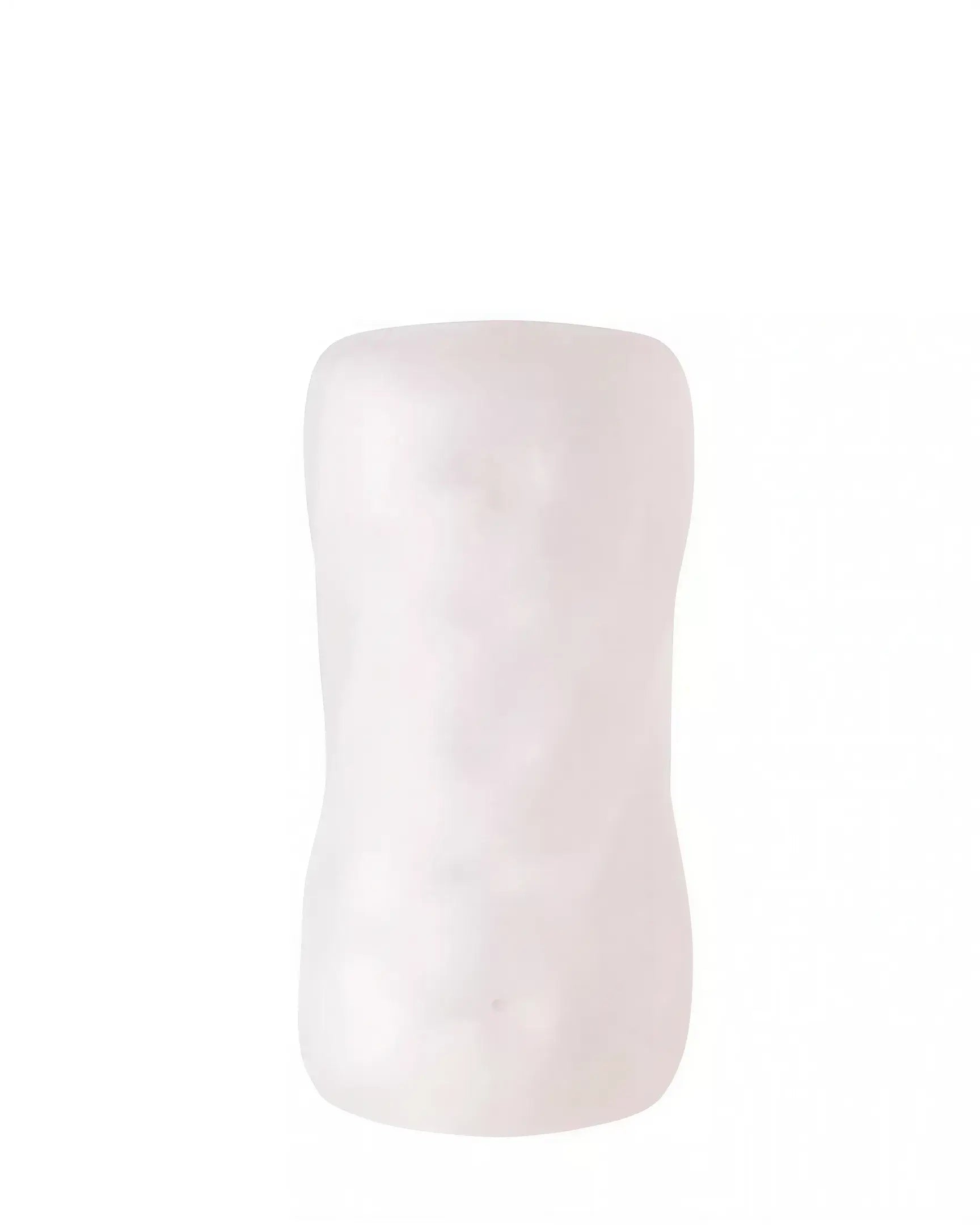 Share Satisfaction reversible swirl stroker in a translucent white color with a smooth, contoured design.