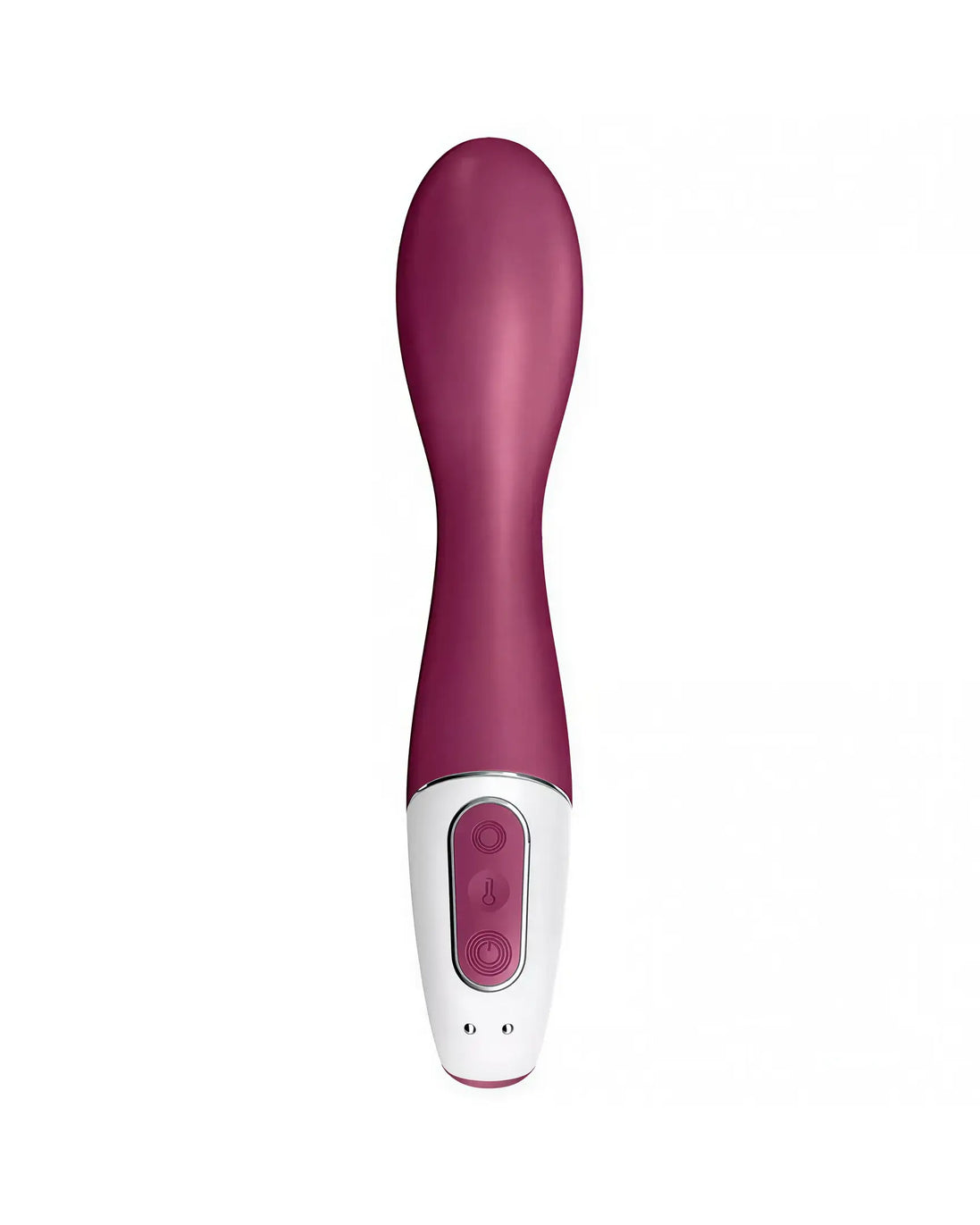 Satisfyer Hot Spot, a curved, deep pink vibrator with a white control panel and buttons.