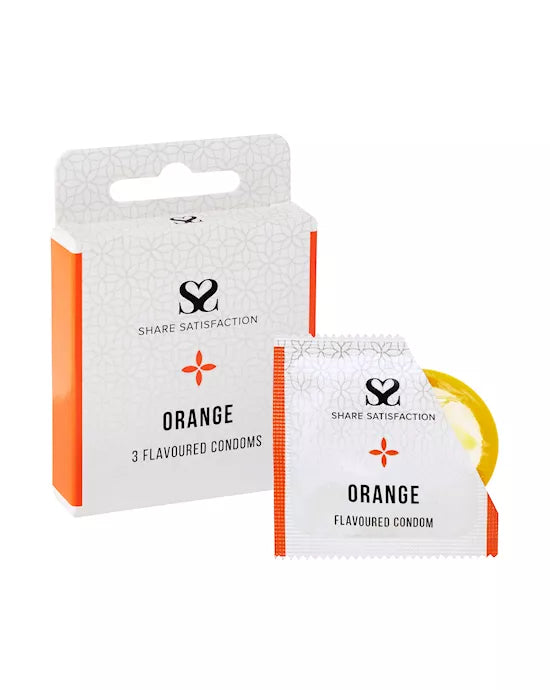 Share Satisfaction Flavoured Condoms Orange 3 Pack