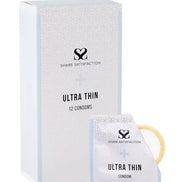 Share Satisfaction ultra thin condoms 12 pack with a light blue box and individual condom packaging visible.