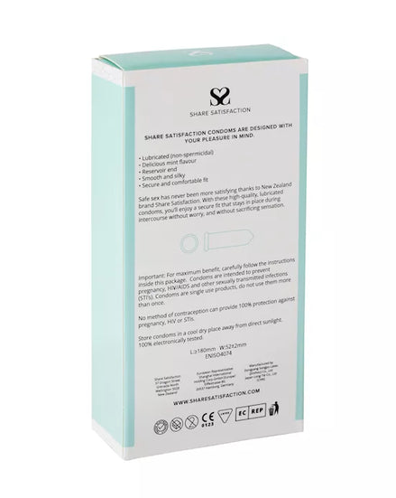 Share Satisfaction Flavoured Condoms Mint 12 Pack