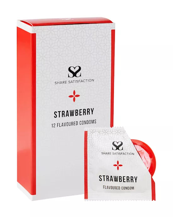 Share Satisfaction Flavoured Condoms Strawberry 12 Pack