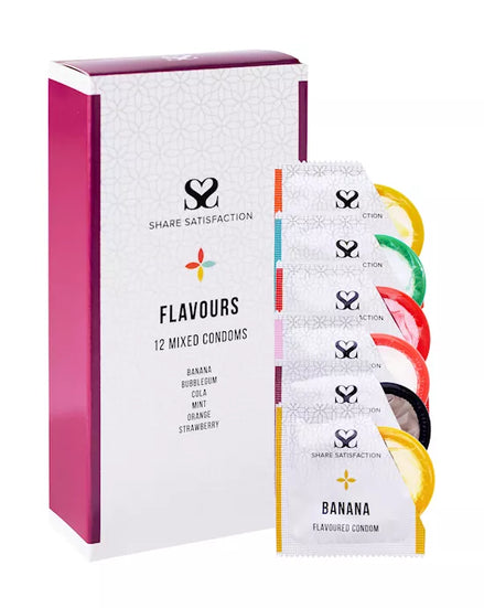 Share Satisfaction Flavoured Condoms Mixed 12 Pack