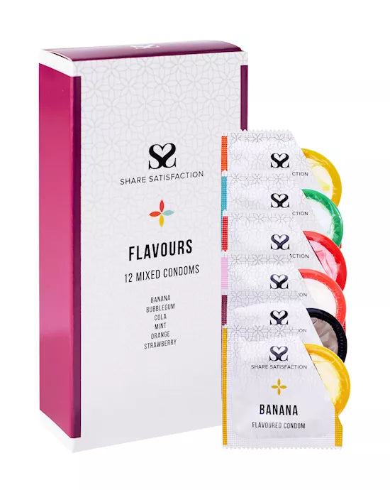 Share Satisfaction Flavoured Condoms Mixed 12 Pack