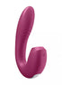 Satisfyer Sunray vibrator in a vibrant pink color with a curved design and textured grip for enhanced stimulation.