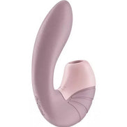 Satisfyer Supernova vibrator in soft pink and lavender, featuring a curved design and suction tip for stimulation.