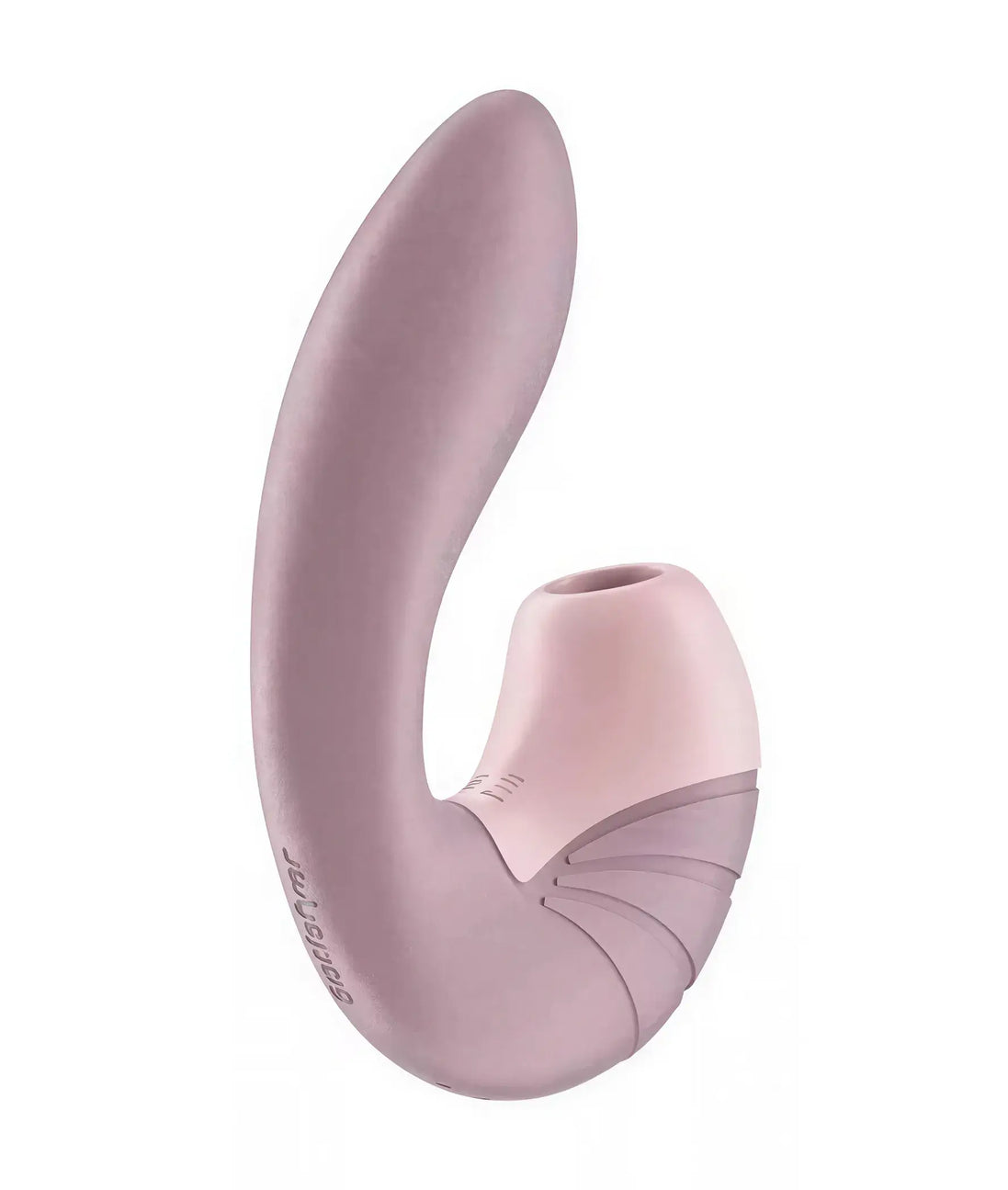 Satisfyer Supernova vibrator in soft pink and lavender, featuring a curved design and suction tip for stimulation.