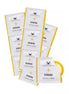 Share Satisfaction banana flavoured condoms in a 100 pack, featuring individual yellow and white wrappers with text.