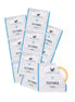 Share Satisfaction textured condoms in a 100 pack, featuring individual white wrappers with blue accents and branding.
