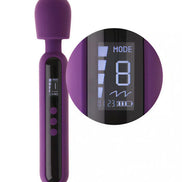 Purple digital wand with a rounded head, featuring a display screen and control buttons.