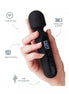 Ema Mini Digital Wand in black, held in a hand, featuring a digital display and USB rechargeable design.
