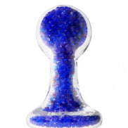 Lucent glass butt plug in blue with a textured surface and a tapered design for enhanced stimulation.