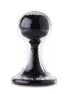 Lucent glass butt plug in black, featuring a rounded top and tapered base, with a transparent outer layer.
