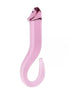 Lucent glass dildo in a curved design, featuring a pink hue and a smooth, glossy finish.