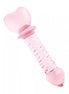 Lucent Utopia glass bead butt plug in pink, featuring a heart-shaped top and textured shaft for enhanced stimulation.