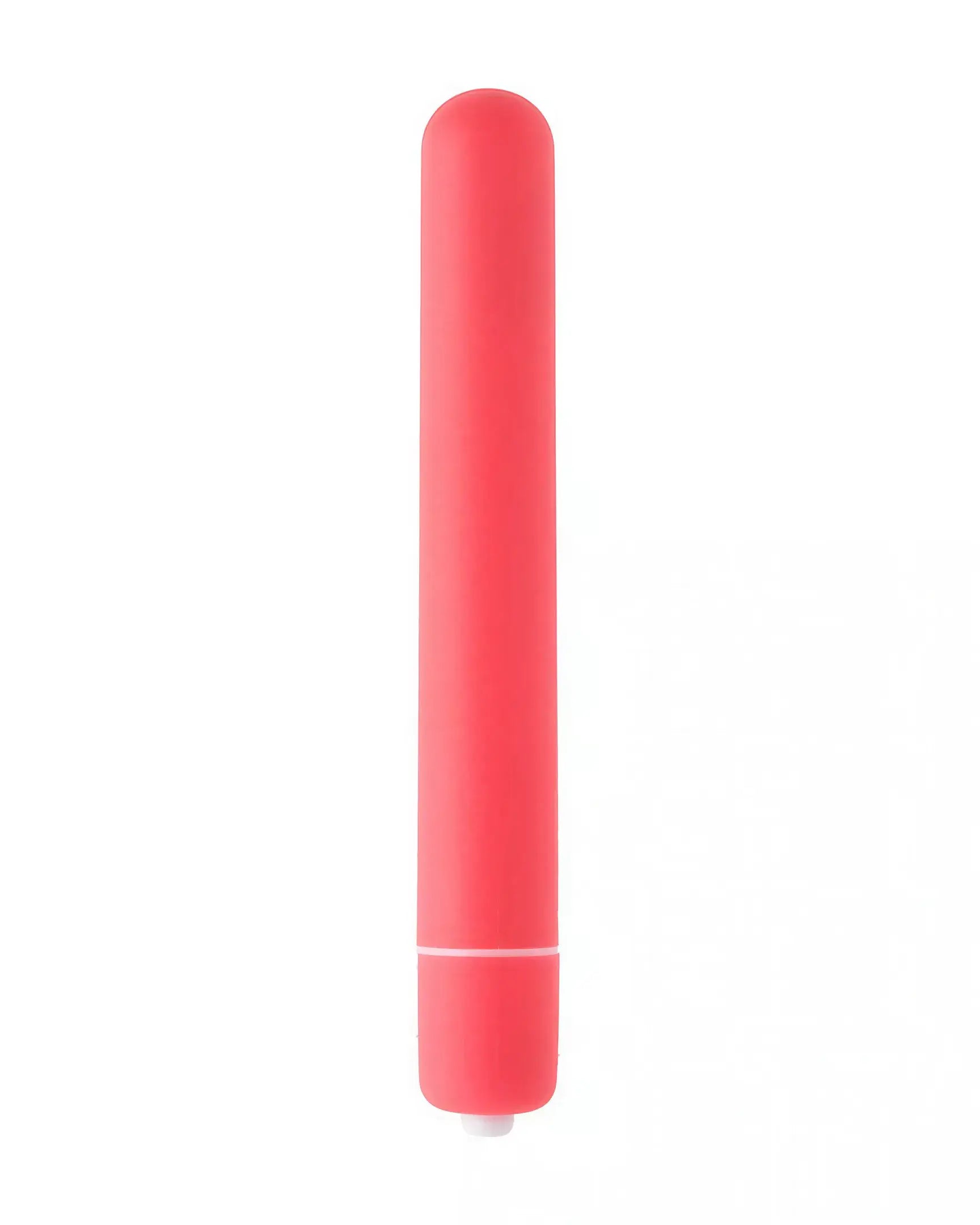 Share Satisfaction Play Slim Bullet Vibrator in bright pink, elongated shape with a smooth surface and white accent.