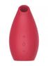Red suction vibrator with a tapered design and control buttons on the front.