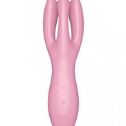 Satisfyer Threesome 3 in pink, featuring a curved design and control buttons on the shaft.