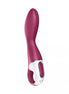 Satisfyer Heated Thrill, a sleek, curved vibrator in deep pink with a white control panel and buttons.