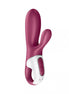 Satisfyer Hot Bunny in a deep pink color with a white control panel and dual stimulation design.