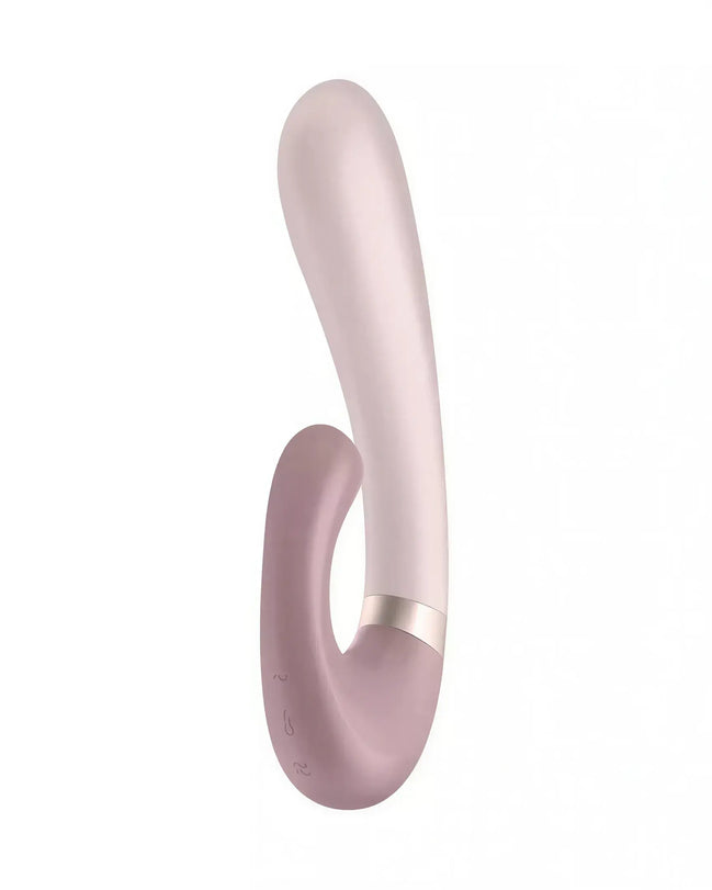 Satisfyer Heat Wave in pink and purple, featuring a curved design and a smooth finish for ergonomic use.