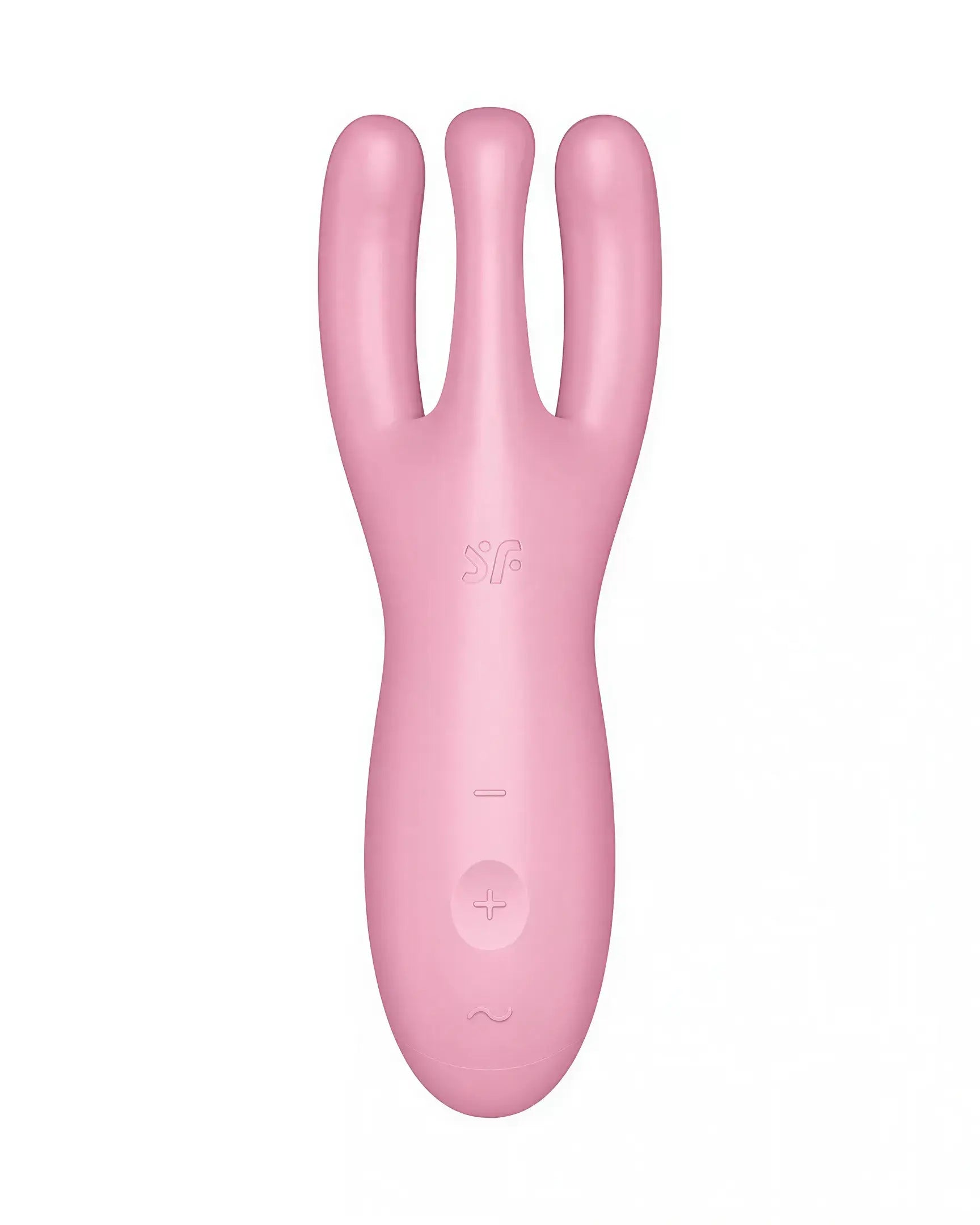 Satisfyer Threesome 4 in pink, featuring three flexible arms and control buttons on the body.