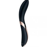 Satisfyer Rrrolling Explosion in black with a rose gold accent, featuring a sleek, curved design for ergonomic use.