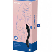 Satisfyer Rrrolling Explosion vibrator in a pink and blue box with abstract line art design.