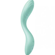 Satisfyer Rrrolling Pleasure in soft mint green with a curved design and textured surface for enhanced stimulation.